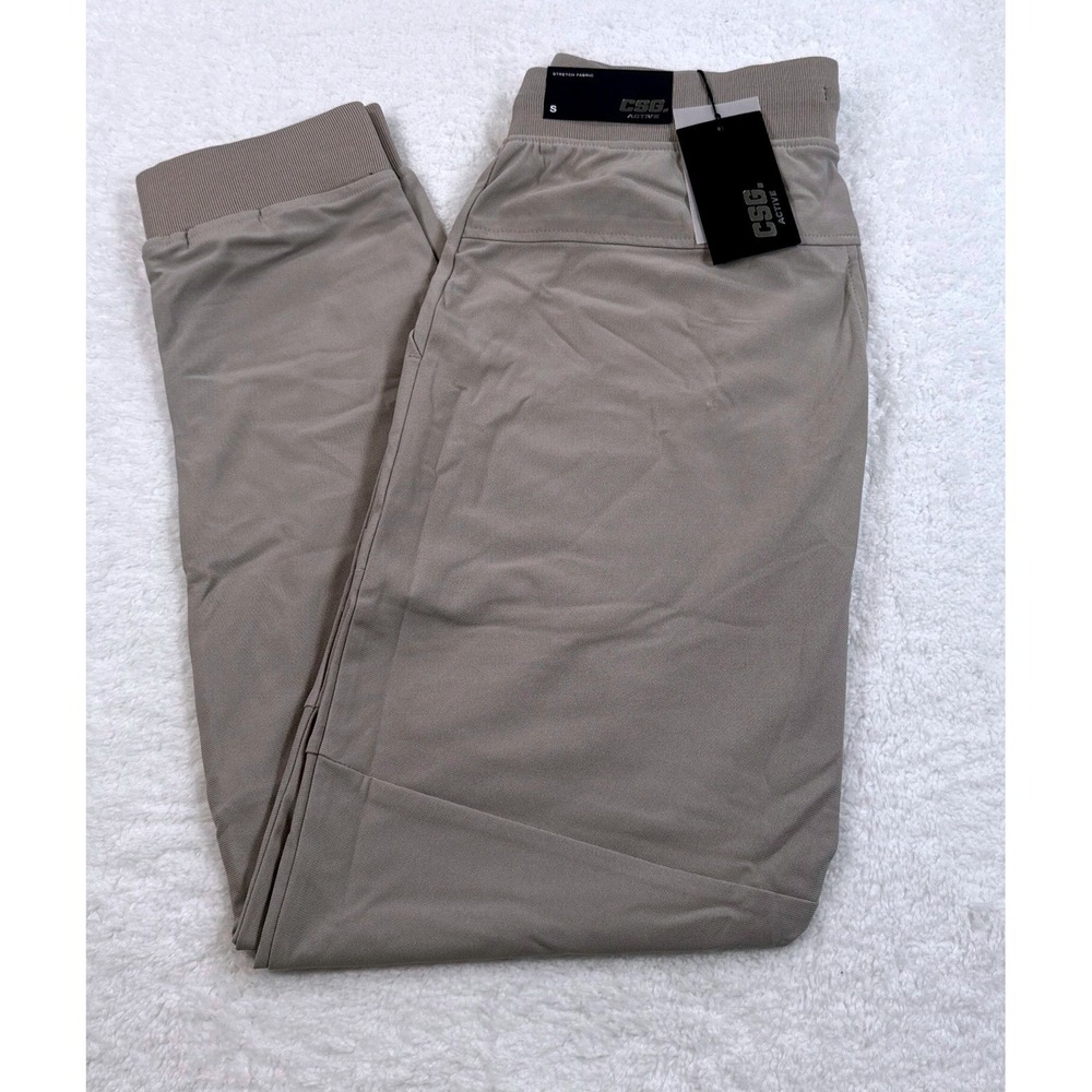 CSG Active Commuter Jogger Pants Mens Small Beige Performance Athletic NWT